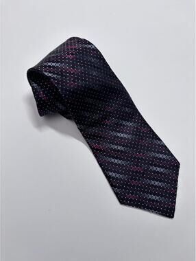 Pronto Uomo Men's 100% Silk Tie Black‎ & Red Diagonal